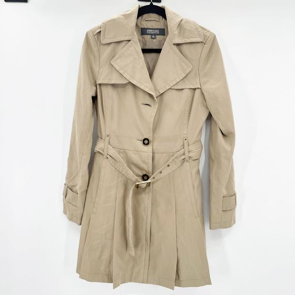 Kenneth Cole Jackets & Blazers - Kenneth Cole Trench Coat Women's Size S Tan Beige Belted Long Sleeve